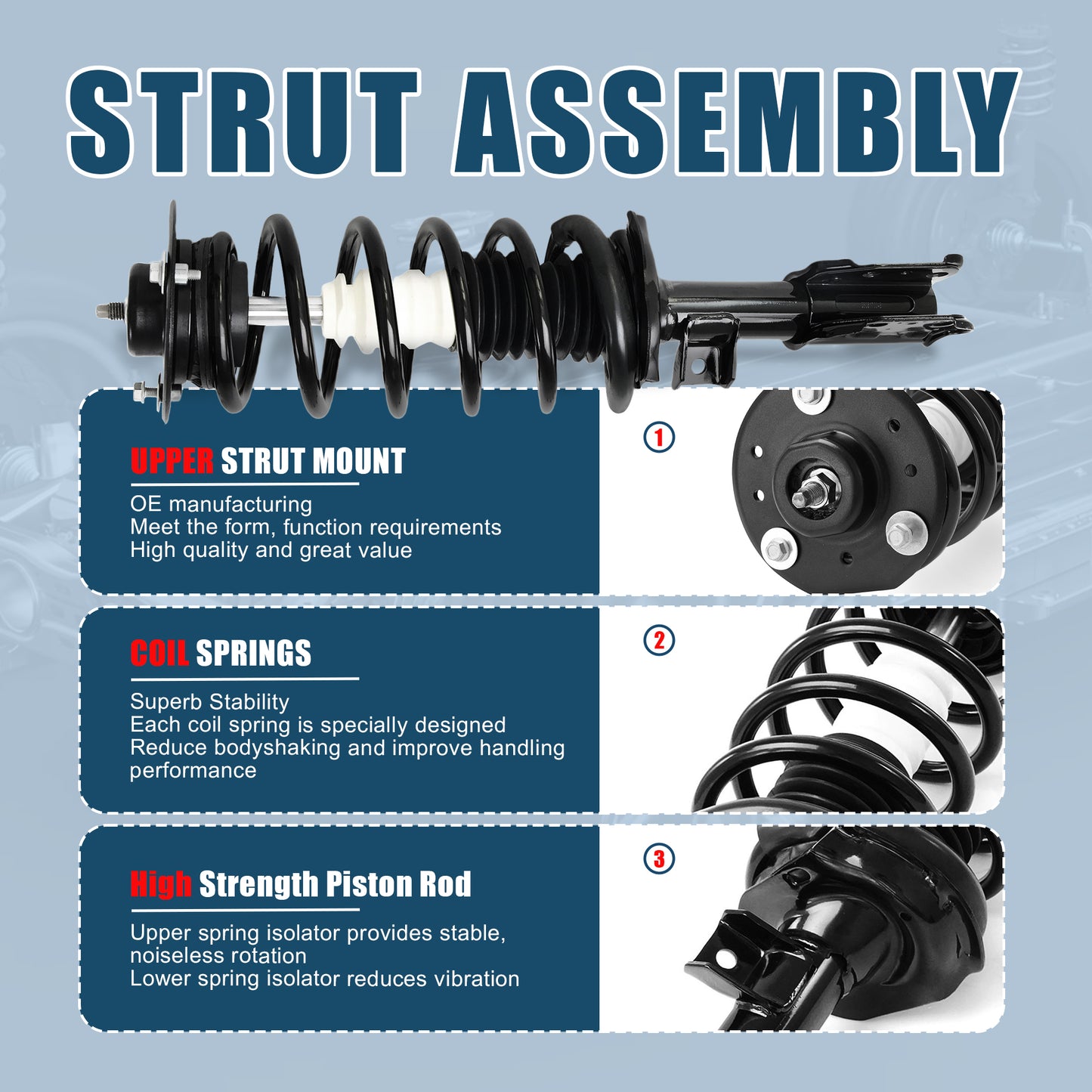 Vextone Front Strut Assembly Kit for 2005 2006 Chevrolet Chevy Equinox, 2006 Pontiac Torrent – Noise Reduction & Comfort Upgrade – Replaces OEM 172209 172210 (Pair)