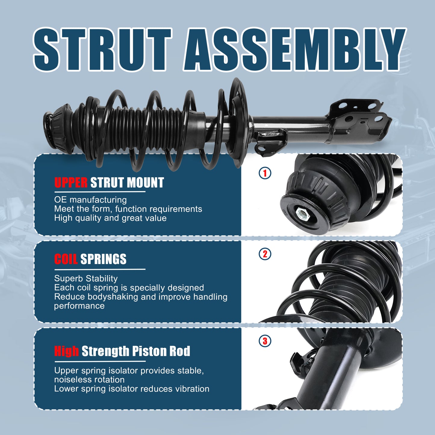 Vextone Front Strut Assembly Kit for Toyota Yaris 2006 2007 2008 2009 2010 2011 All Models, 2012 Yaris Only Sedan – Noise Reduction & Comfort Upgrade – Replaces OEM  272288 272289 (Pair)