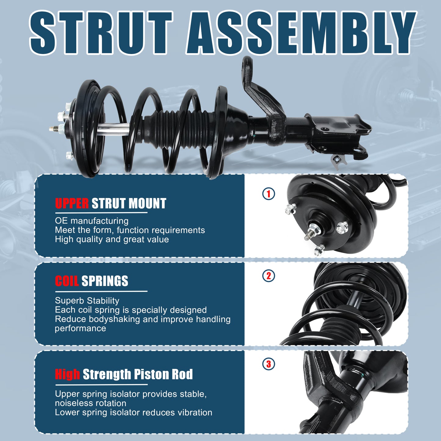 Vextone Front Strut Assembly Kit for 2002 2003 2004 2005 2006 Honda CR-V – Noise Reduction & Comfort Upgrade – Replaces OEM 172143 172144 (Pair)