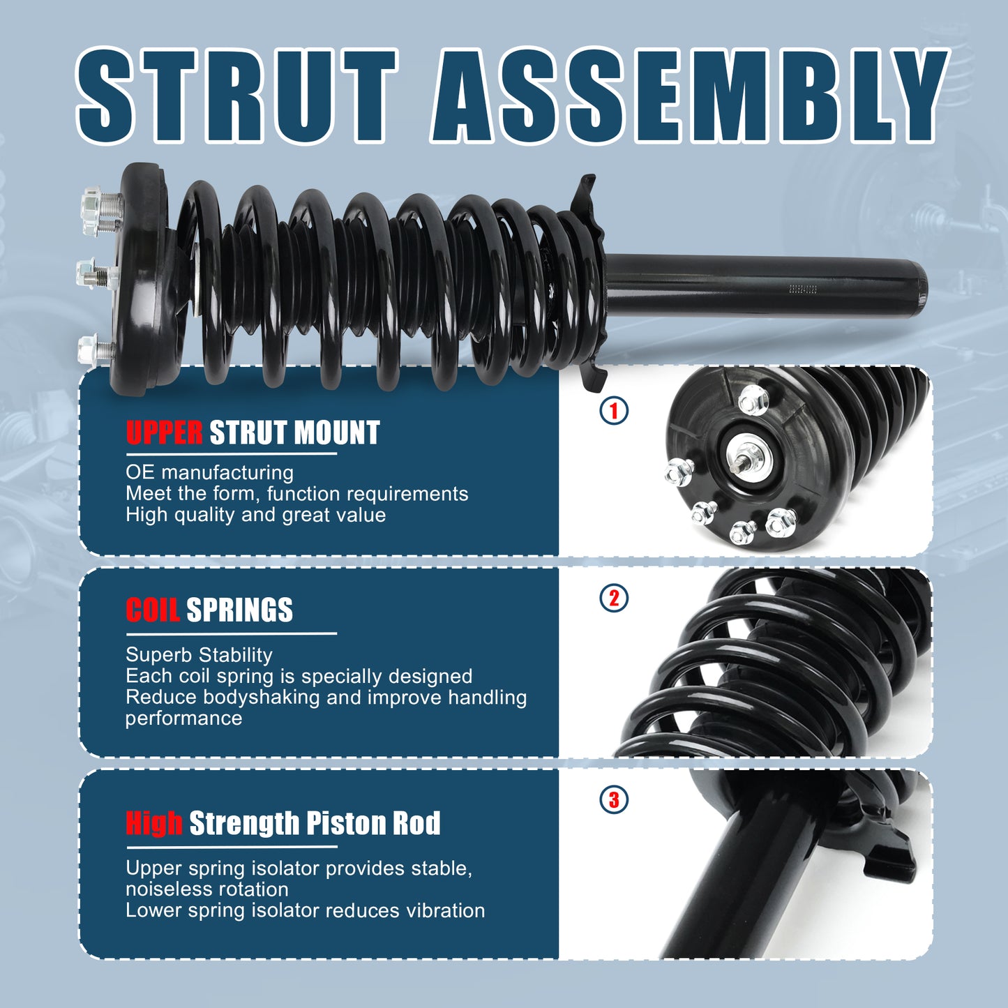 Vextone Front Strut Assembly Kit for 1998 1999 2000 2001 2002 Honda Accord, 2001 2002 2003 Acura CL – Noise Reduction & Comfort Upgrade – Replaces OEM 171691L 171691R (Pair)