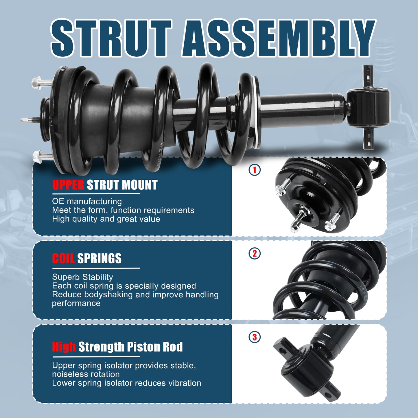 Vextone Front Struts Shock Absorbers Coil Spring Assembly Fit for 2014-2018 Chevy Silverado 1500 4WD & 2014-2018 GMC Sierra 1500 RWD – Noise Reduction & Comfort Upgrade – Replaces OEM 239112 (Pair)