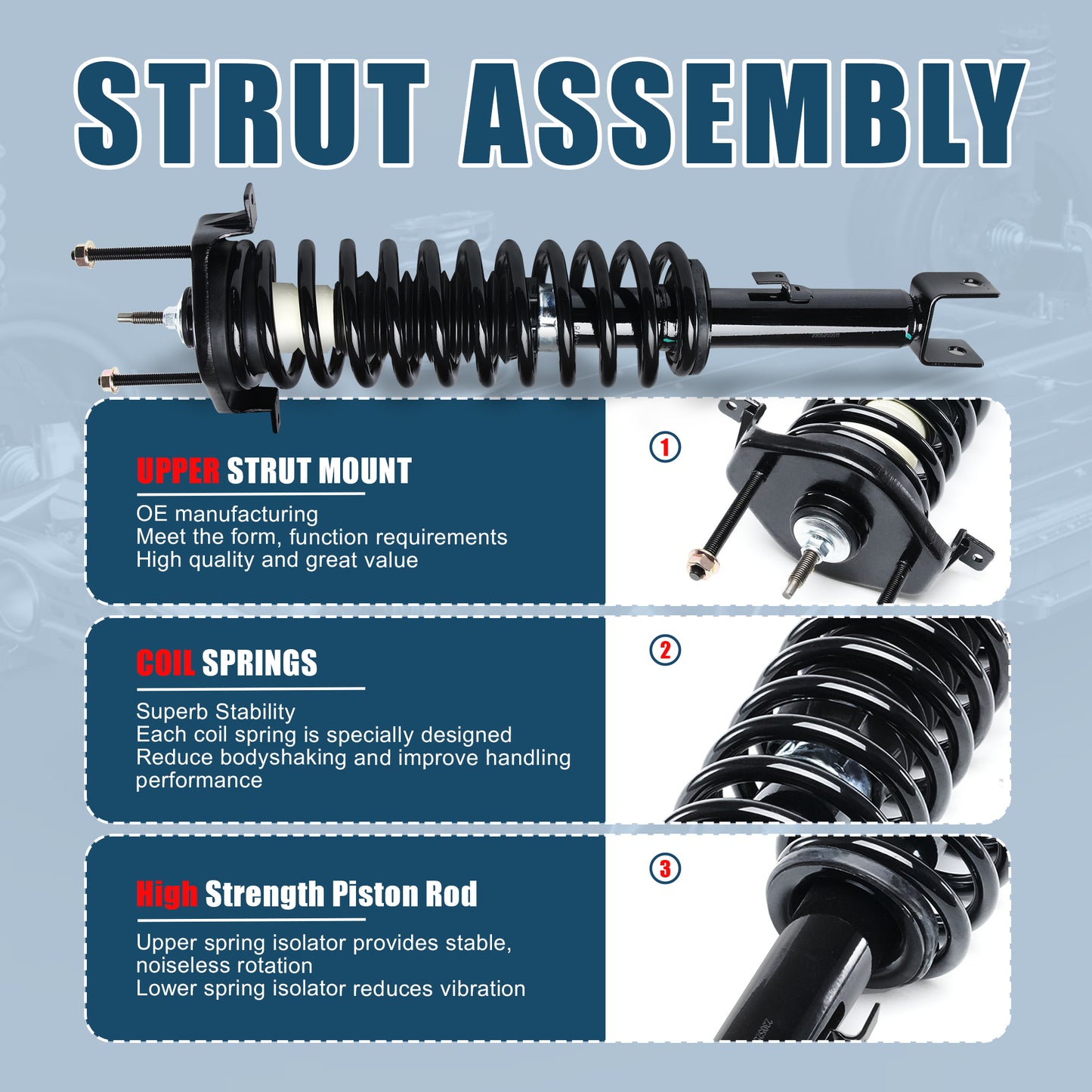 Vextone Rear Struts Shock Absorbers Coil Spring Assembly Fit for Chrysler Sebring 2001 2002 2003 2004 2005 2006 – Noise Reduction & Comfort Upgrade – Replaces OEM 471311 (1PC)
