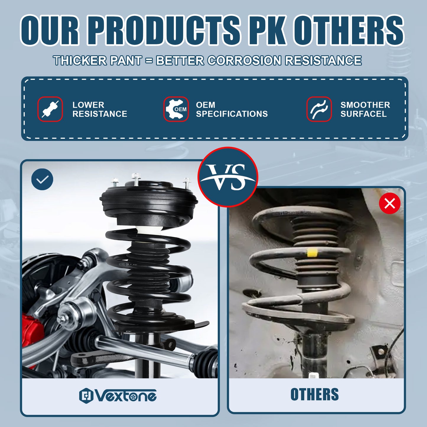 Vextone Front Strut Assembly Kit for Chrysler 300M 1999 2000 2001 2002 2003 2004 – Noise Reduction & Comfort Upgrade – Replaces OEM 171667 171668 (Pair)