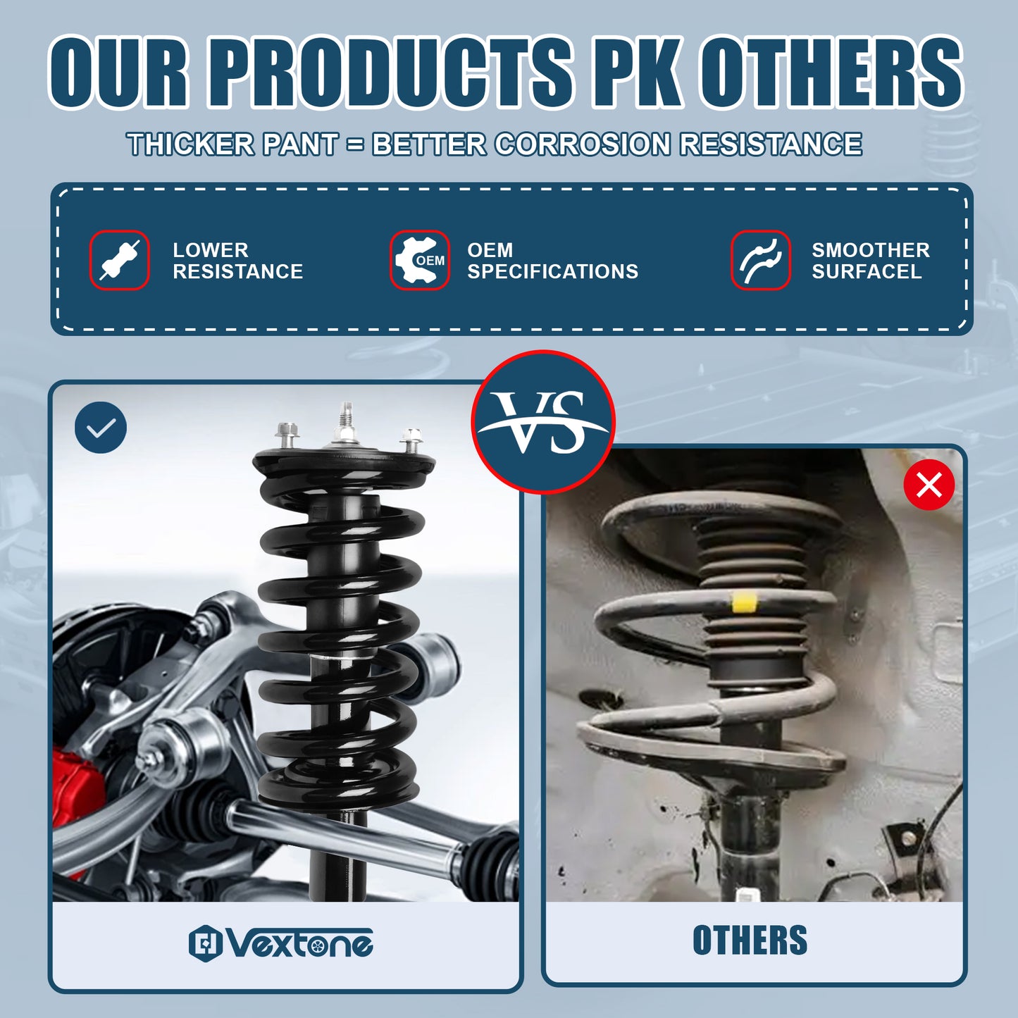 Vextone Front Struts Shock Absorbers Coil Spring Assembly Fit for 2004-2015 & 2017-2019 Nissan TITAN 4WD (NO 2012-2015 Base) – Noise Reduction & Comfort Upgrade – Replaces OEM 171358 (1PC)