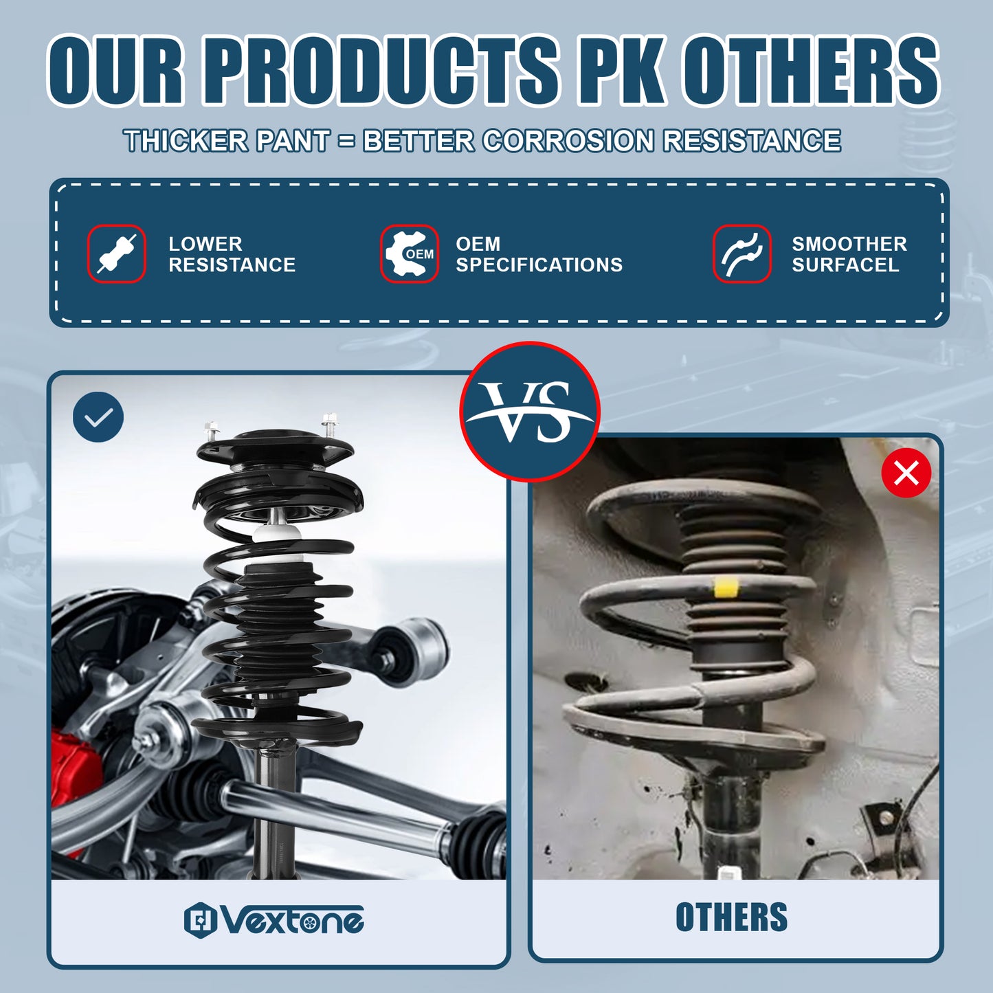 Vextone Front Strut Assembly Kit for 1994 1995 1996 Toyota Corolla Sedan, 1997 1998 1999 2000 2001 2002 Corolla All Models – Noise Reduction & Comfort Upgrade – Replaces OEM 271952 271951(Pair)