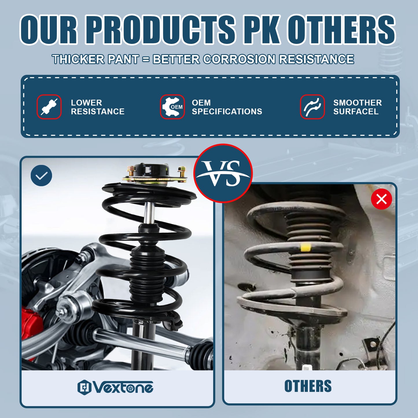 Vextone Front Strut Assembly Kit for 2002 2003 2004 2005 2006 Nissan Altima 2.5L Models Only – Noise Reduction & Comfort Upgrade – Replaces OEM 271426 271427 (Pair)