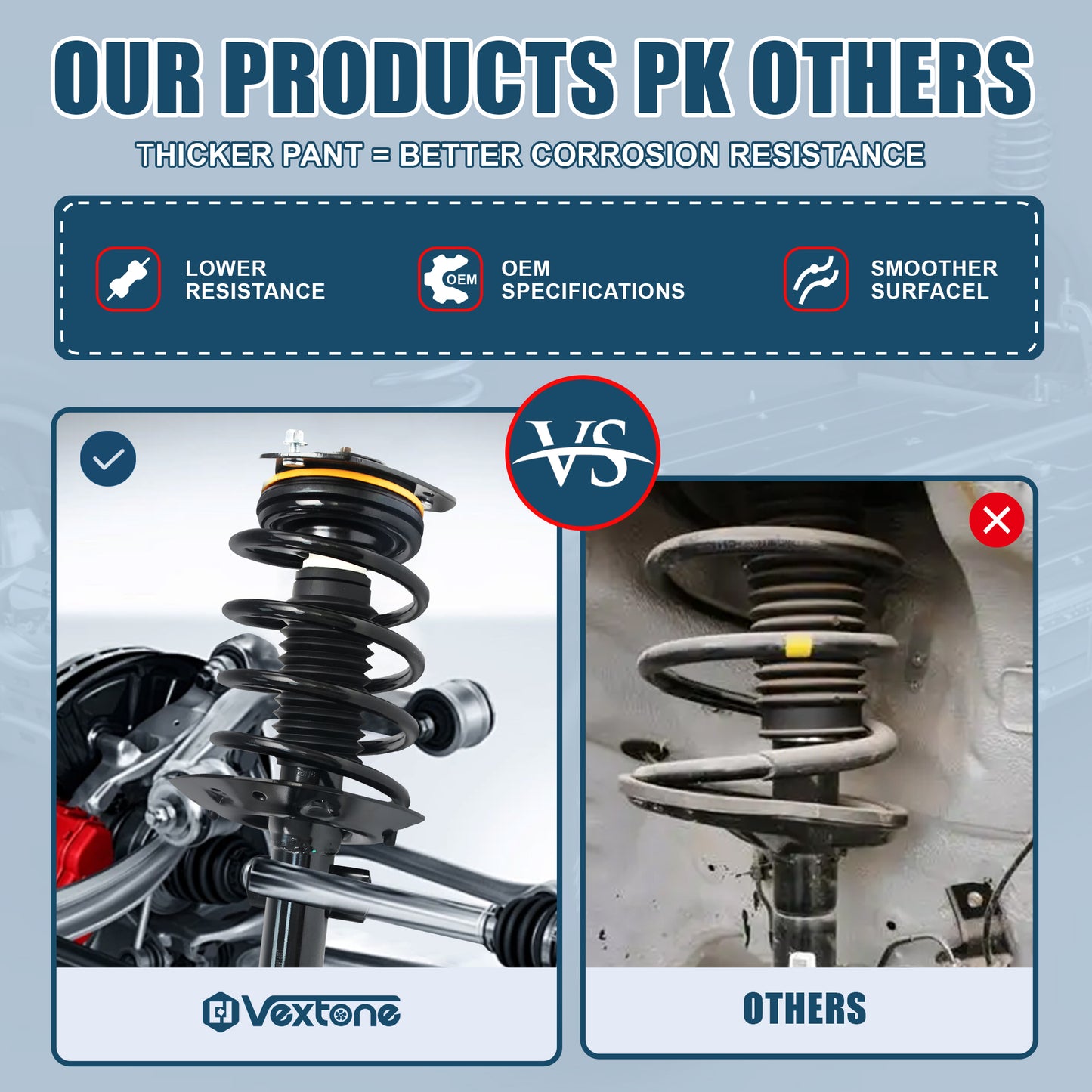 Vextone Front Struts Shock Absorbers Coil Spring Assembly Fit for 2004-2008 Pontiac Grand Prix (Fit 16" & 17" & 18" Wheels) – Noise Reduction & Comfort Upgrade – Replaces OEM 172177 (1PC)