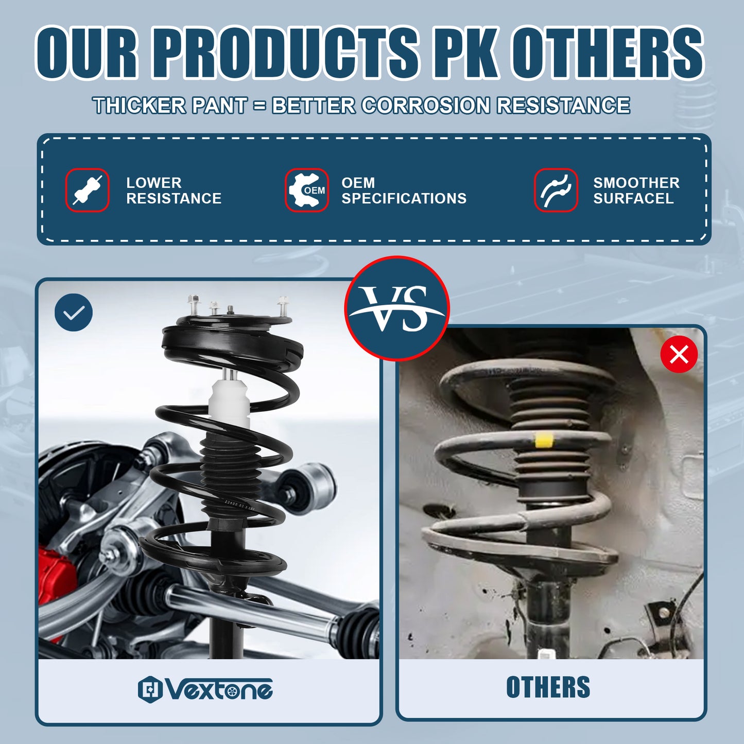 Vextone Front Strut Assembly Kit for 2007 2008 Hyundai Entourage, 2006-2014 Kia Sedona – Noise Reduction & Comfort Upgrade – Replaces OEM 172918 172917 (Pair)