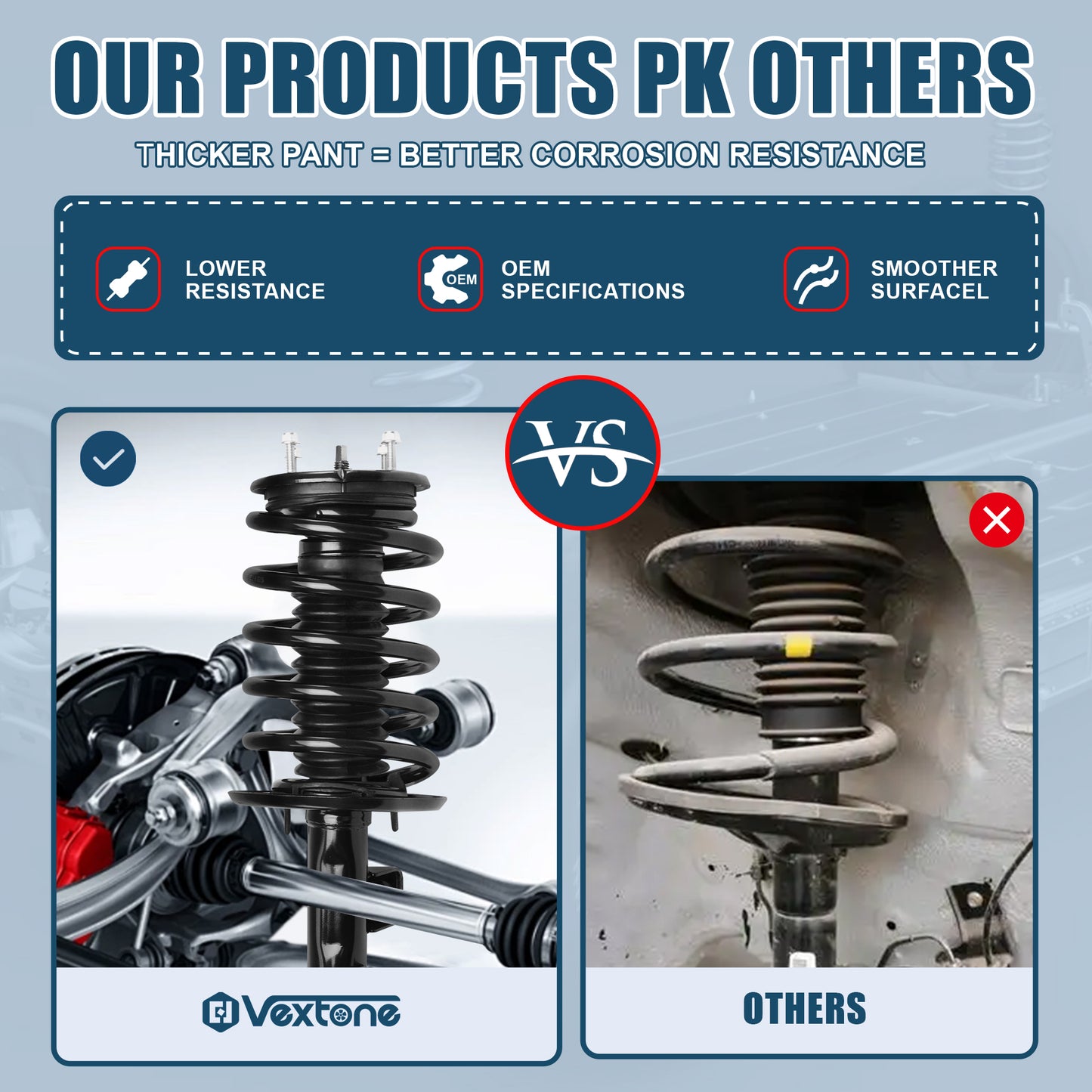 Vextone Front Strut Assembly Kit for 2008 2009 Ford Taurus FWD, Mercury Sable FWD – Noise Reduction & Comfort Upgrade – Replaces OEM 172530 172531 (Pair)