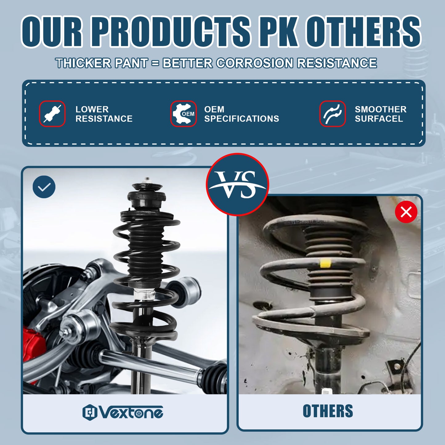 Vextone Front Strut Assembly Kit for Chevrolet Aveo 2004-2011, Aveo5 2006-2011 (No 2007 LT) – Noise Reduction & Comfort Upgrade – Replaces OEM 172295 172296 (Pair)