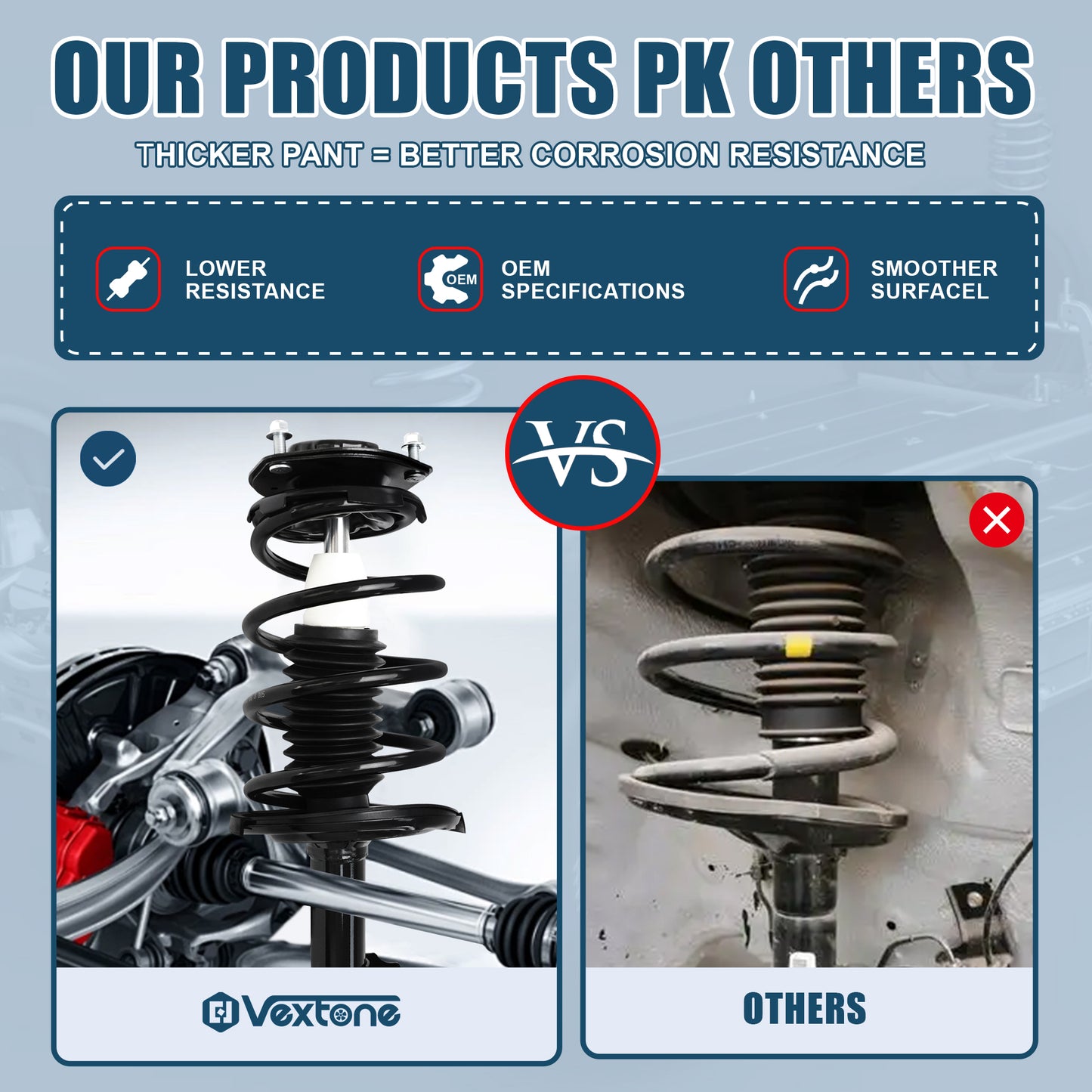 Vextone Front Strut Assembly Kit for 2004 2005 2006 Toyota Camry, Toyota Solara, Lexus ES300 – Noise Reduction & Comfort Upgrade – Replaces OEM 172206 172205 (Pair)