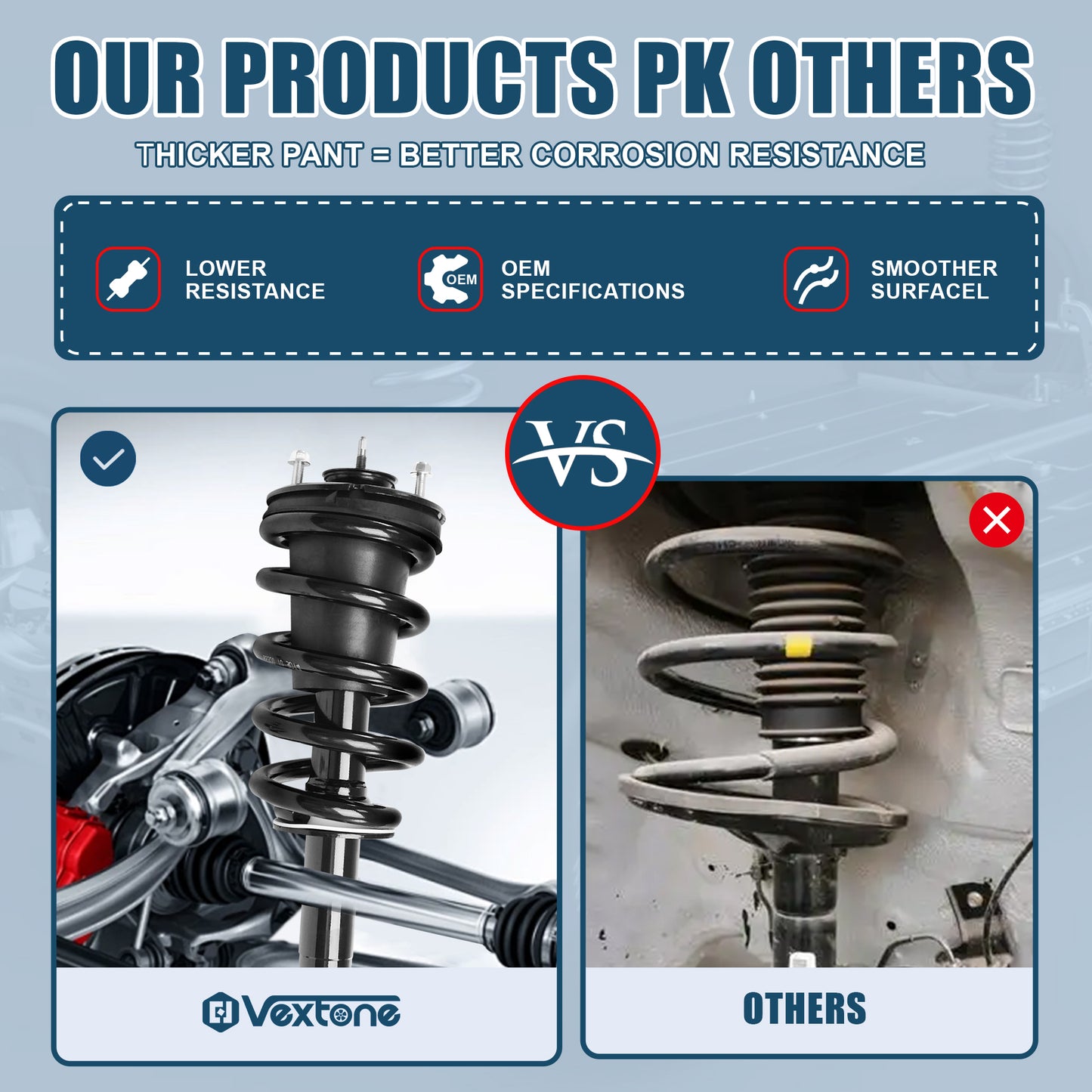 Vextone Front Struts Shock Absorbers Coil Spring Assembly Fit for 2014-2018 Chevy Silverado 1500 4WD & 2014-2018 GMC Sierra 1500 RWD – Noise Reduction & Comfort Upgrade – Replaces OEM 239112 (Pair)