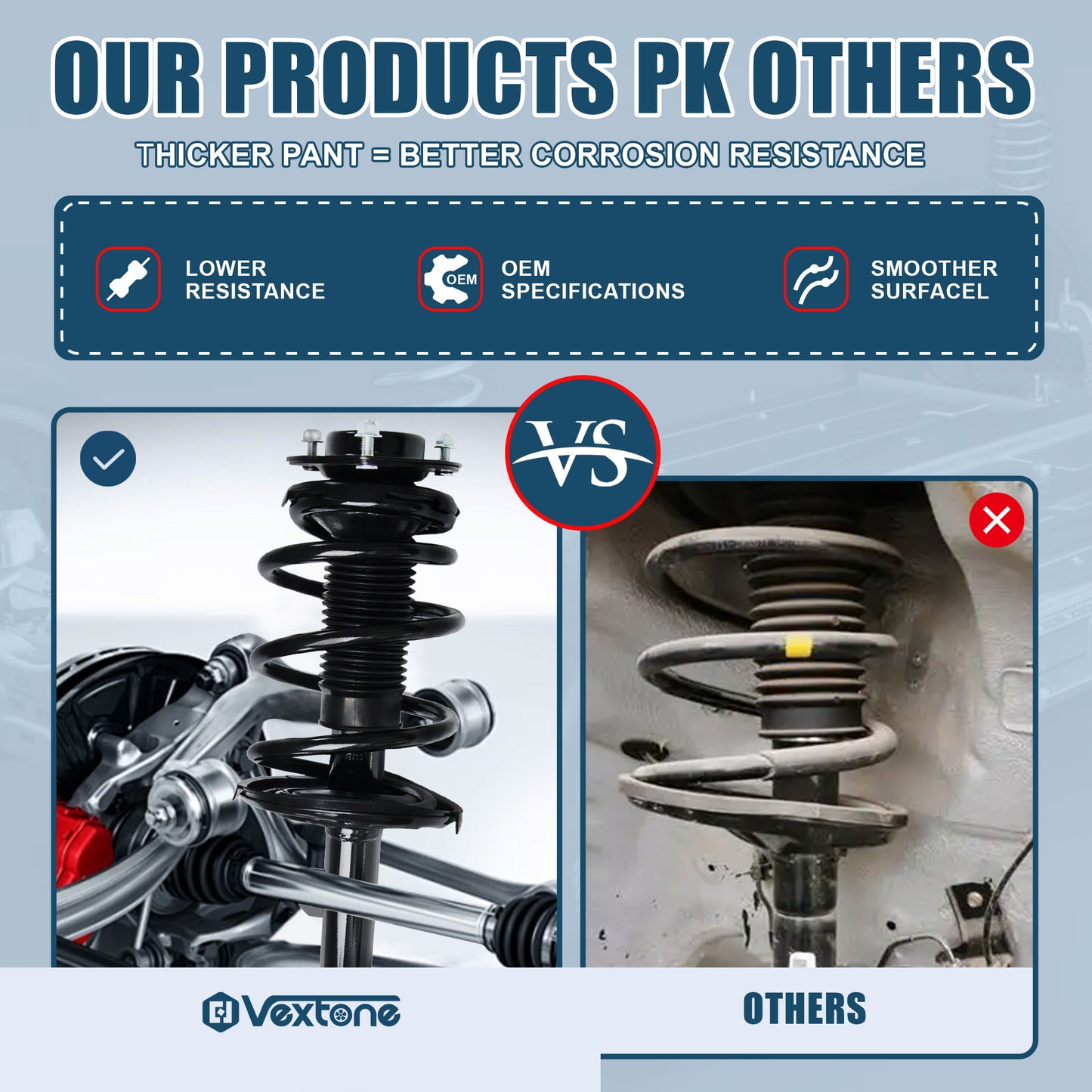 Vextone Front Strut Assembly Kit for Toyota Venza 2009 2010 2011 2012 – Noise Reduction & Comfort Upgrade – Replaces OEM 172962 172963 (Pair)