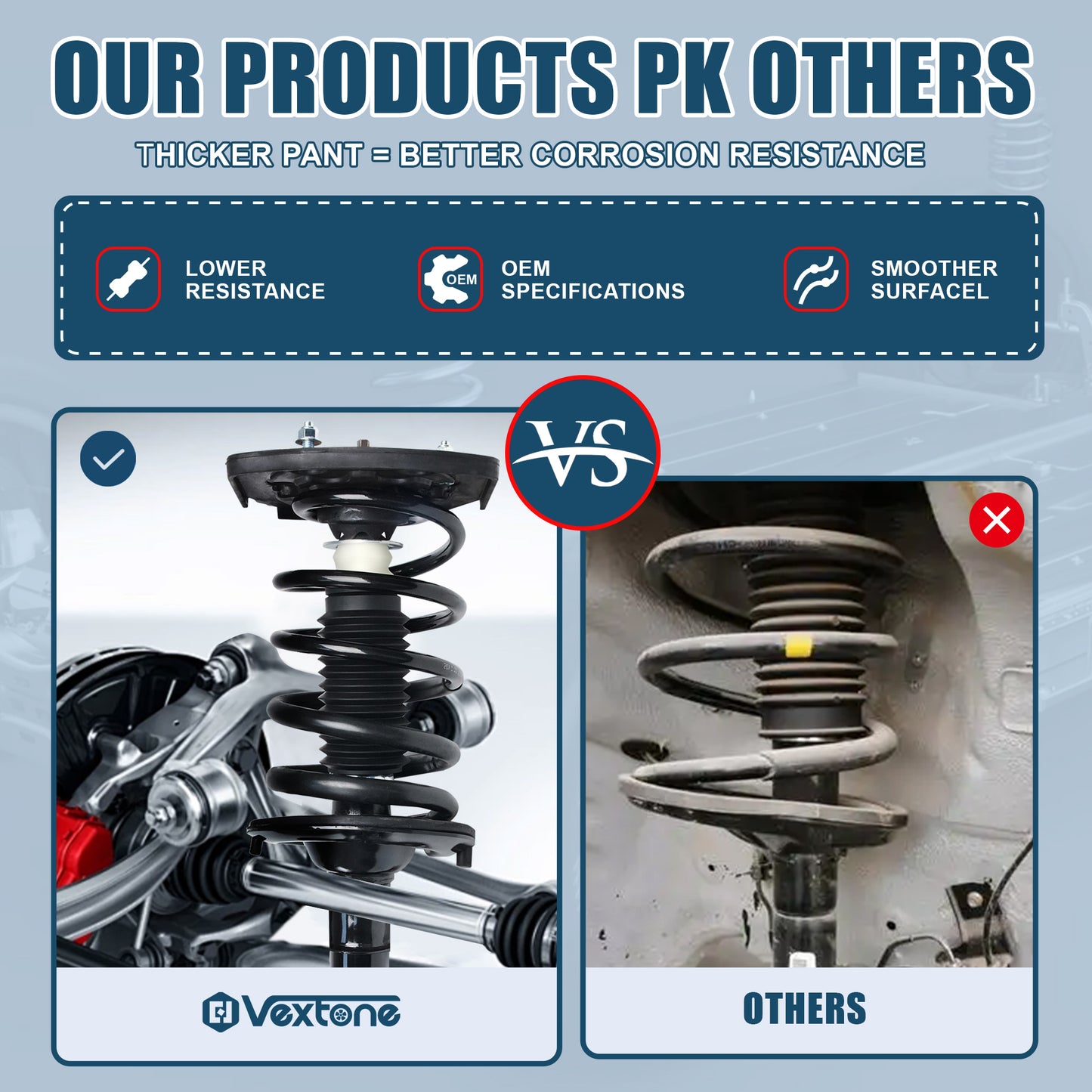 Vextone Rear Strut Assembly Kit for Buick Allure & Lacrosse 2005 2006 2007 2008 (NO Super Models) – Noise Reduction & Comfort Upgrade – Replaces OEM 272471L/R (Pair)