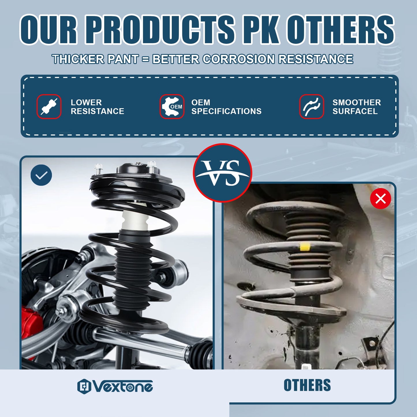 Vextone Front Strut Assembly Kit for Kia Optima/Rondo 2007 2008 2009 2010 – Noise Reduction & Comfort Upgrade – Replaces OEM 171135 171136 (Pair)