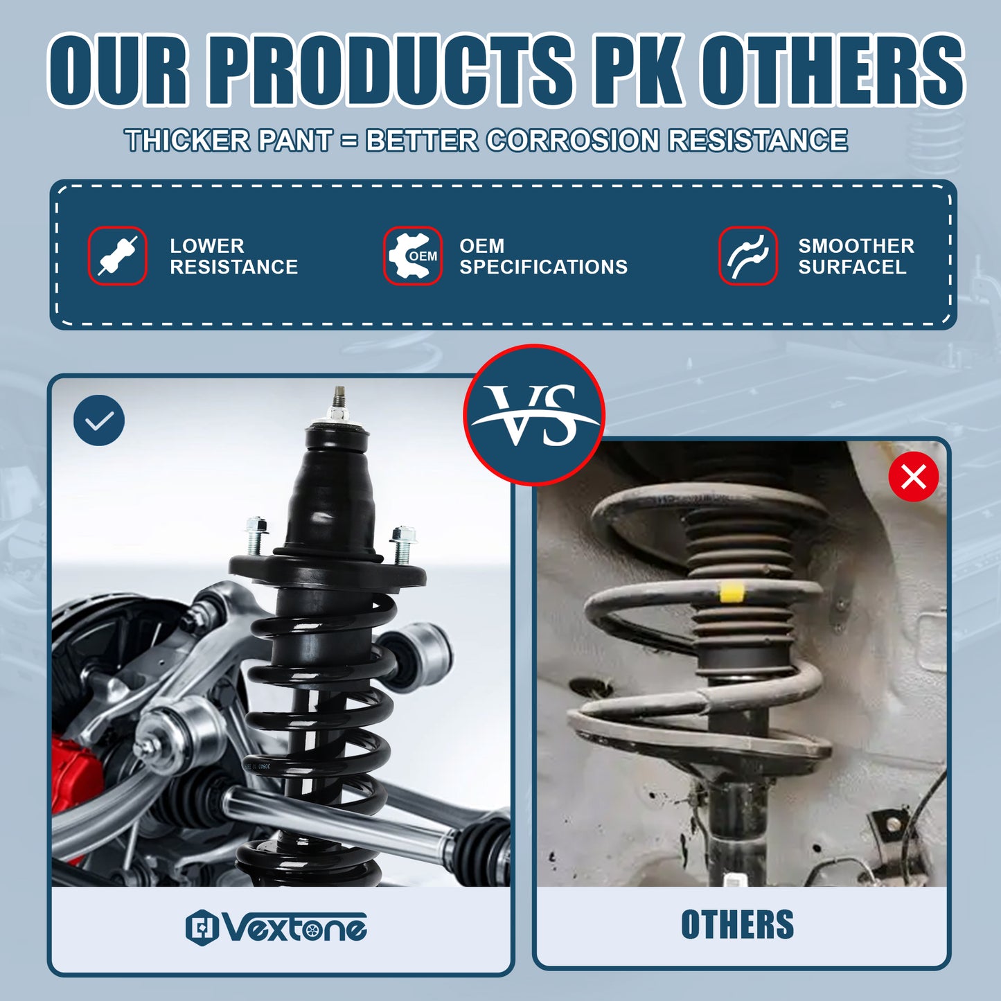 Vextone Rear Strut Assembly Kit for 2001 2002 Honda Civic Coupe/Sedan (No Si), 2003 2004 2005 Honda Civic (No Si) – Noise Reduction & Comfort Upgrade – Replaces OEM 171340L/R (Pair)