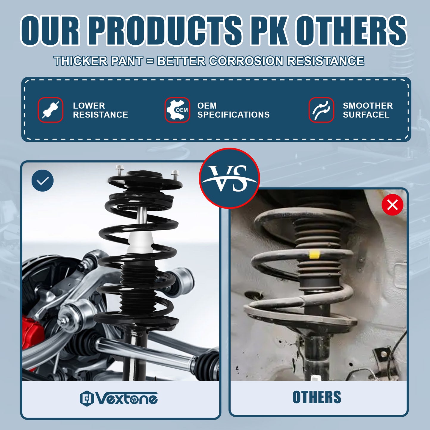 Vextone Front Strut Assembly Kit for Toyota Matrix 2003-2008 All Models – Noise Reduction & Comfort Upgrade – Replaces OEM 172116 172117 (Pair)