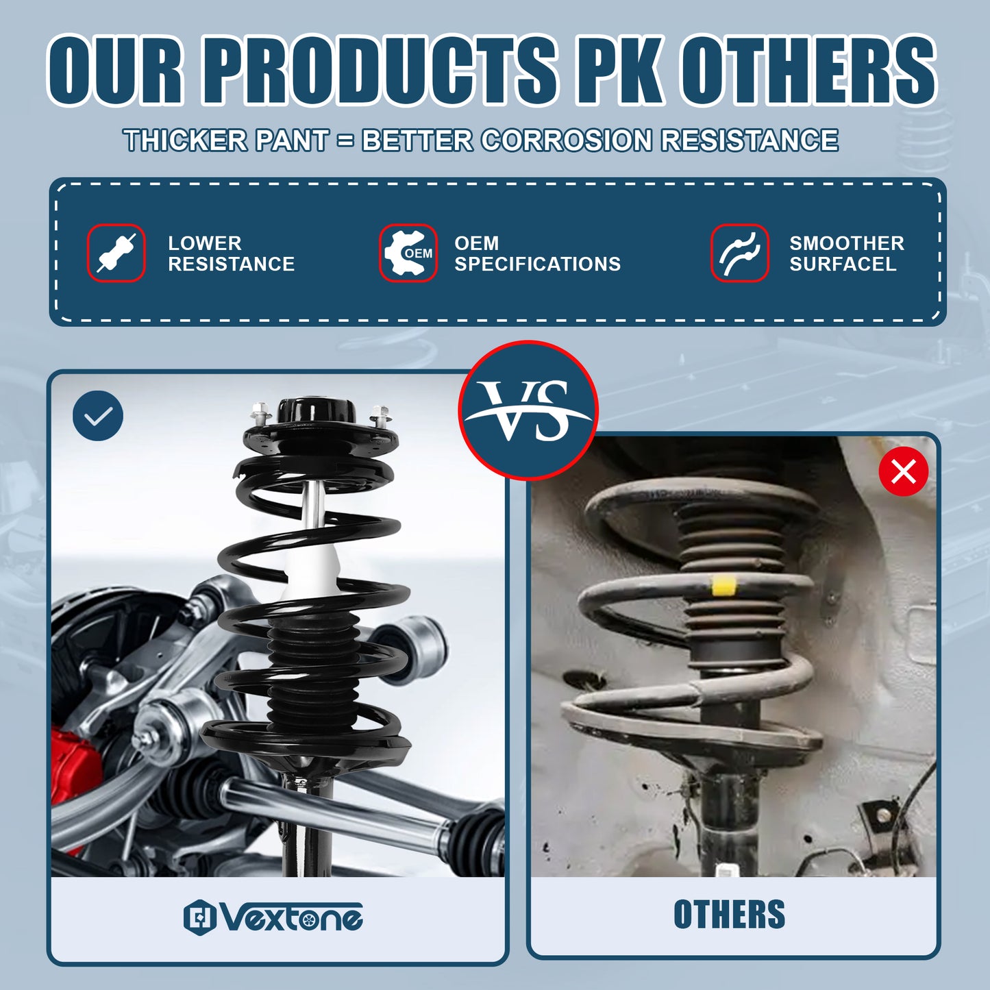 Vextone Front Strut Assembly Kit for 1997-2001 Toyota Camry 2.2L, for 1999-2003 Solara 2.2L/2.4L – Noise Reduction & Comfort Upgrade – Replaces OEM 171678 171679 (Pair)