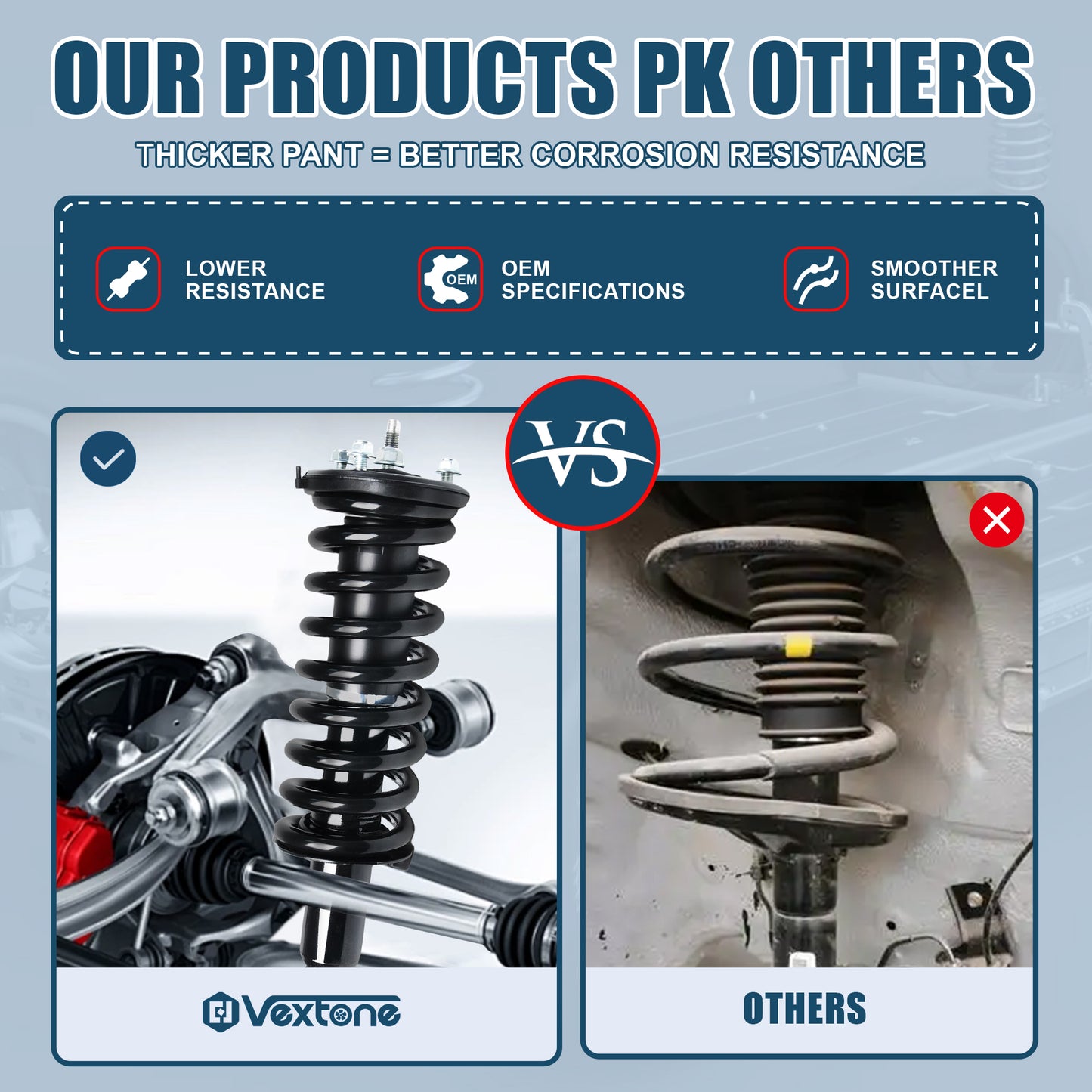 Vextone Front Struts Shock Absorbers Coil Spring Assembly Fit for Nissan Pathfinder 2005-2012 (2007 No S), Xterra 2005-2015 – Noise Reduction & Comfort Upgrade – Replaces OEM 171103 (Pair)