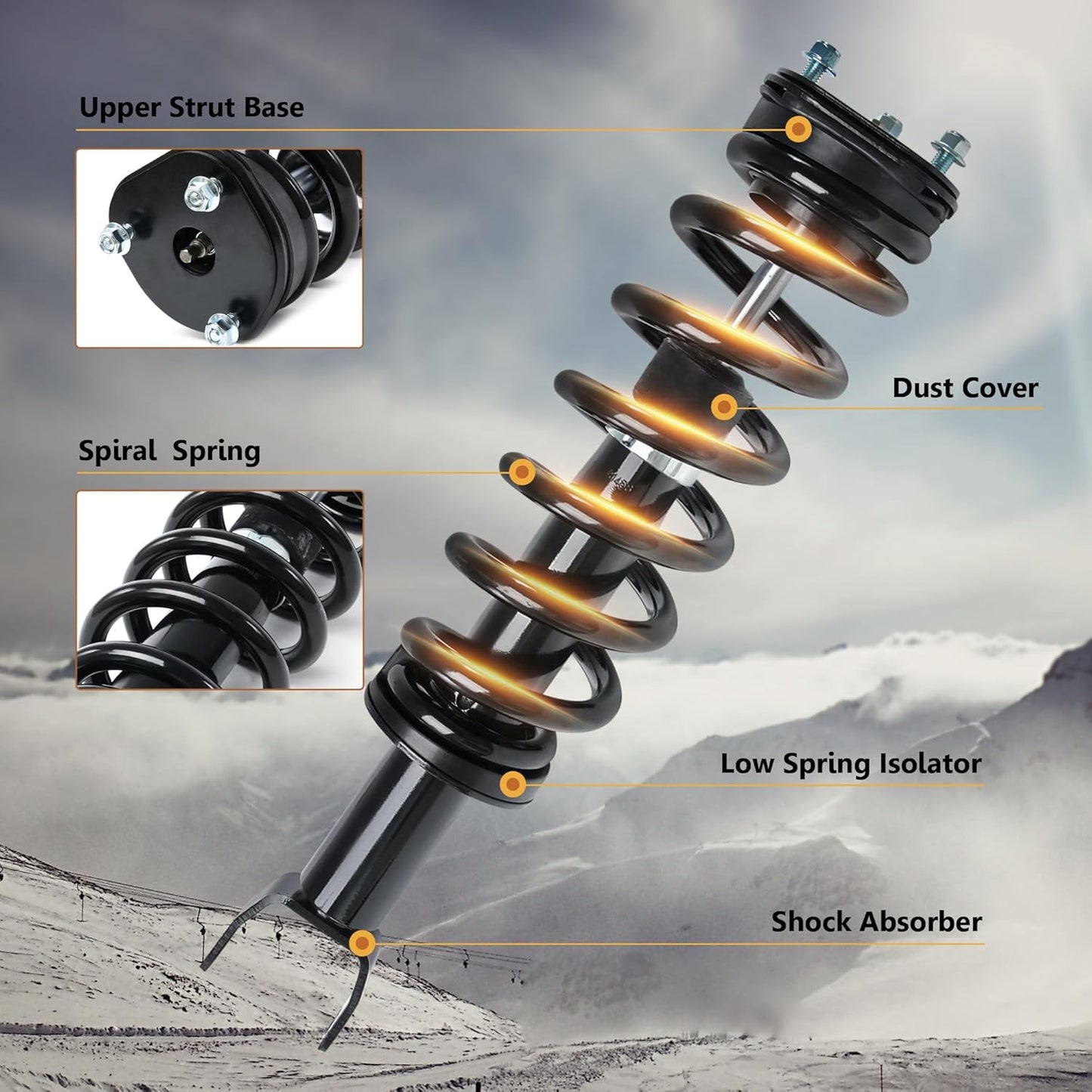 Vextone 4wd 2011-2018 Ram 1500 & 2009-2010 Dodge Ram 1500 Front Wheel Shock Absorber Coil Spring Assembly, Directly Replace Part No.172292, Improve Driving Comfort And Handling 1PCS