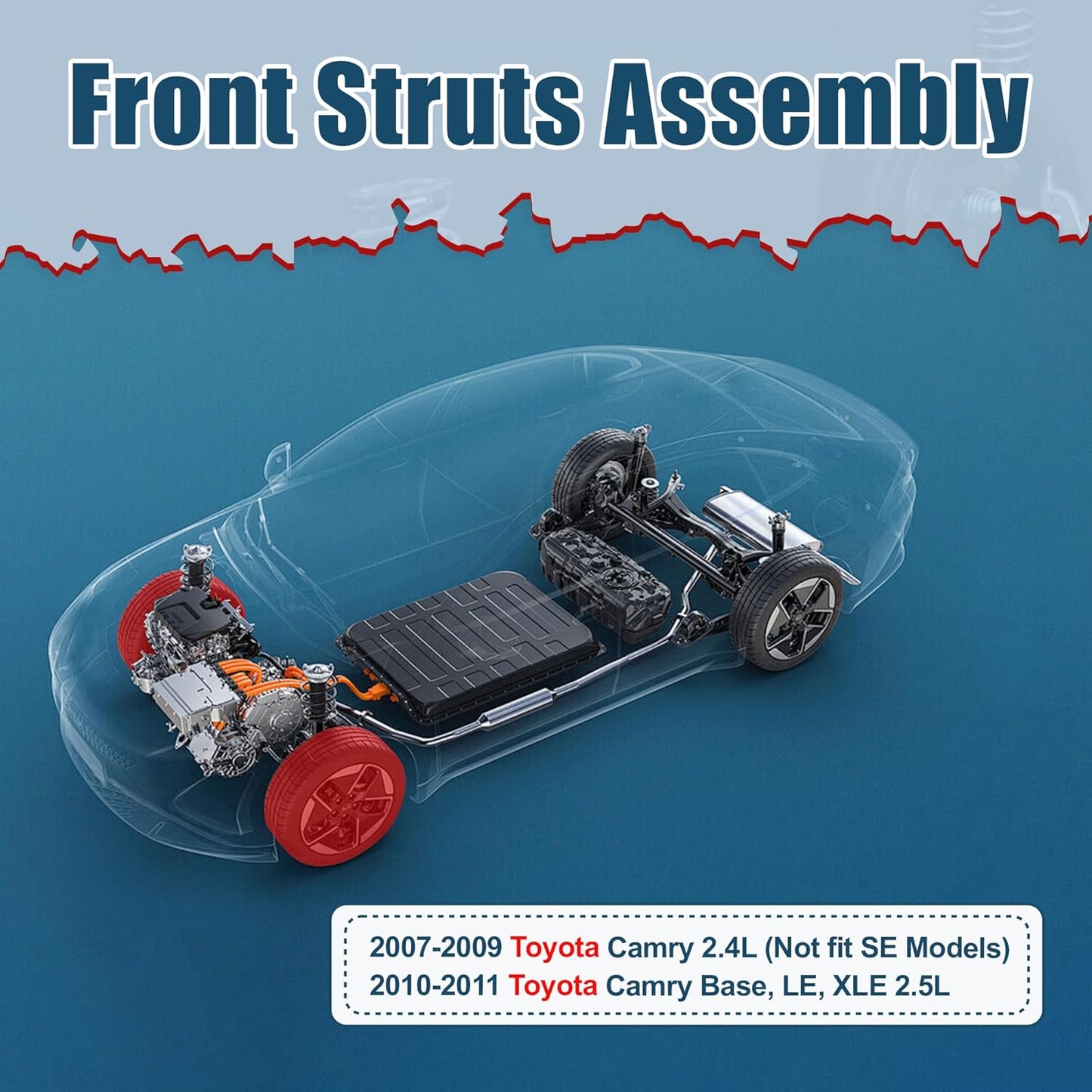 Vextone Front Strut Assembly Kit for 2007-2009 Toyota Camry 2.4L (Not fit SE Models) – Noise Reduction & Comfort Upgrade – Replaces OEM 172307 172308 (Pair)