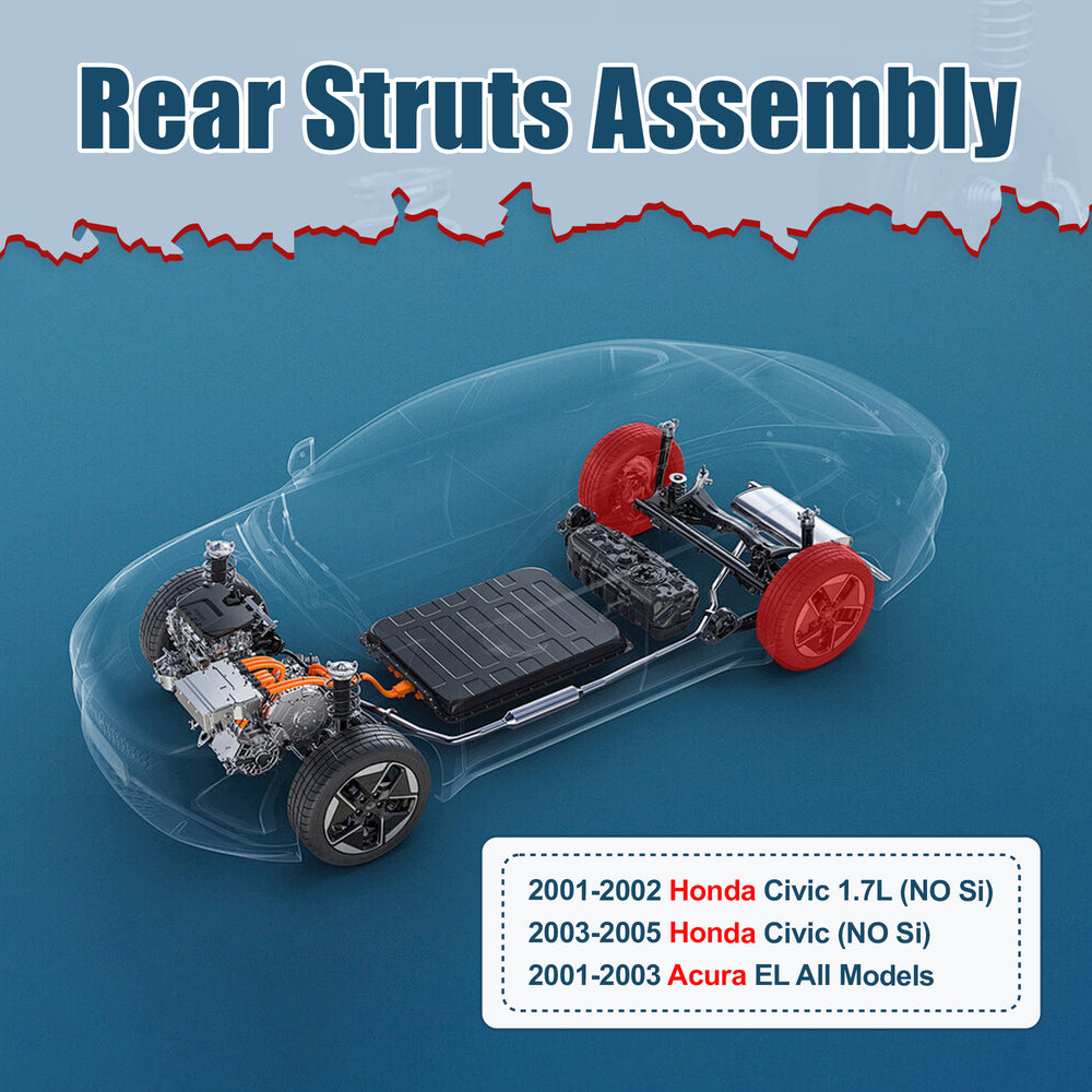 Vextone Rear Strut Assembly Kit for 2001 2002 Honda Civic Coupe/Sedan (No Si), 2003 2004 2005 Honda Civic (No Si) – Noise Reduction & Comfort Upgrade – Replaces OEM 171340L/R (Pair)